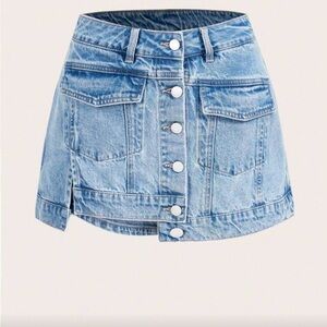 SHEIN Light Blue Denim Button-Up Shorts